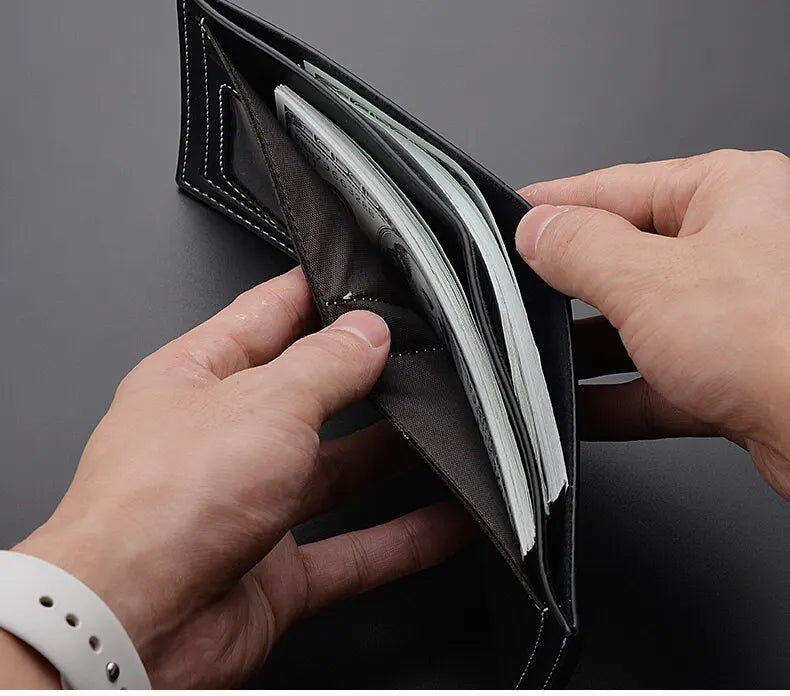 PU Leather Men’s Short Wallet – Thin Folding Style, Credit Card Holder for Young Men - FlexFinds