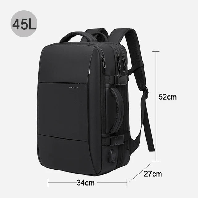 BANGE Expandable Travel Backpack for Men – Business, School, Waterproof USB Charging, Large Capacity, 17.3" Laptop Bag - FlexFinds