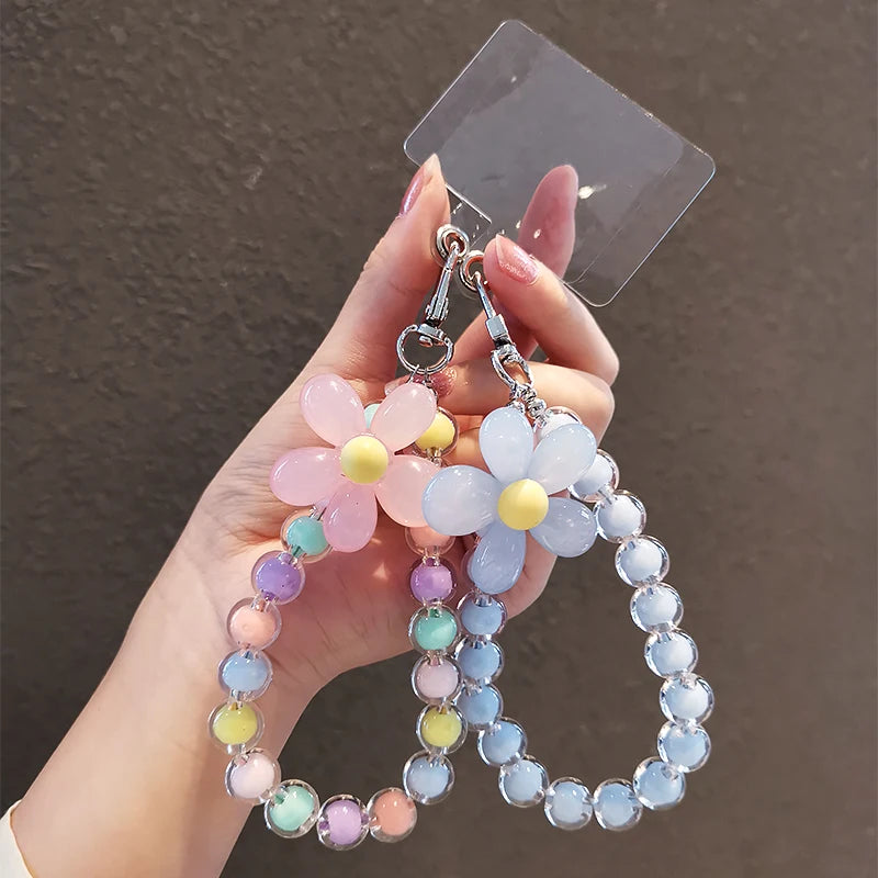 Colorful Macaron Bead Phone Lanyard – Anti-Lost Wrist Strap, Key Pendant, and Handheld Chain for Women - FlexFinds