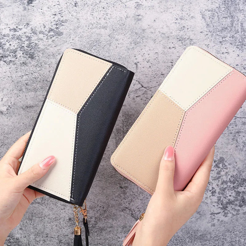 Fashion Zipper Wallet for Women – Long PU Leather Purse, Coin and Card Holder, Billfold Wallet - FlexFinds