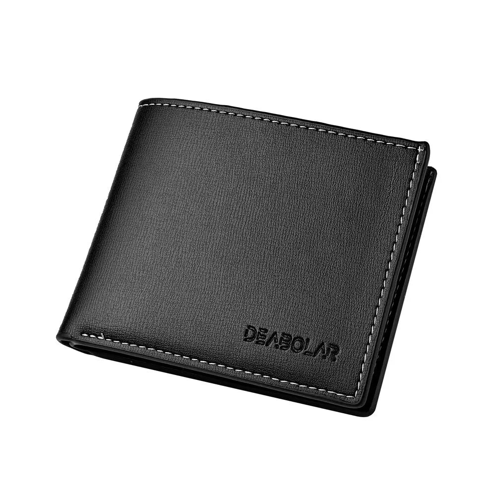 PU Leather Men’s Short Wallet – Thin Folding Style, Credit Card Holder for Young Men - FlexFinds