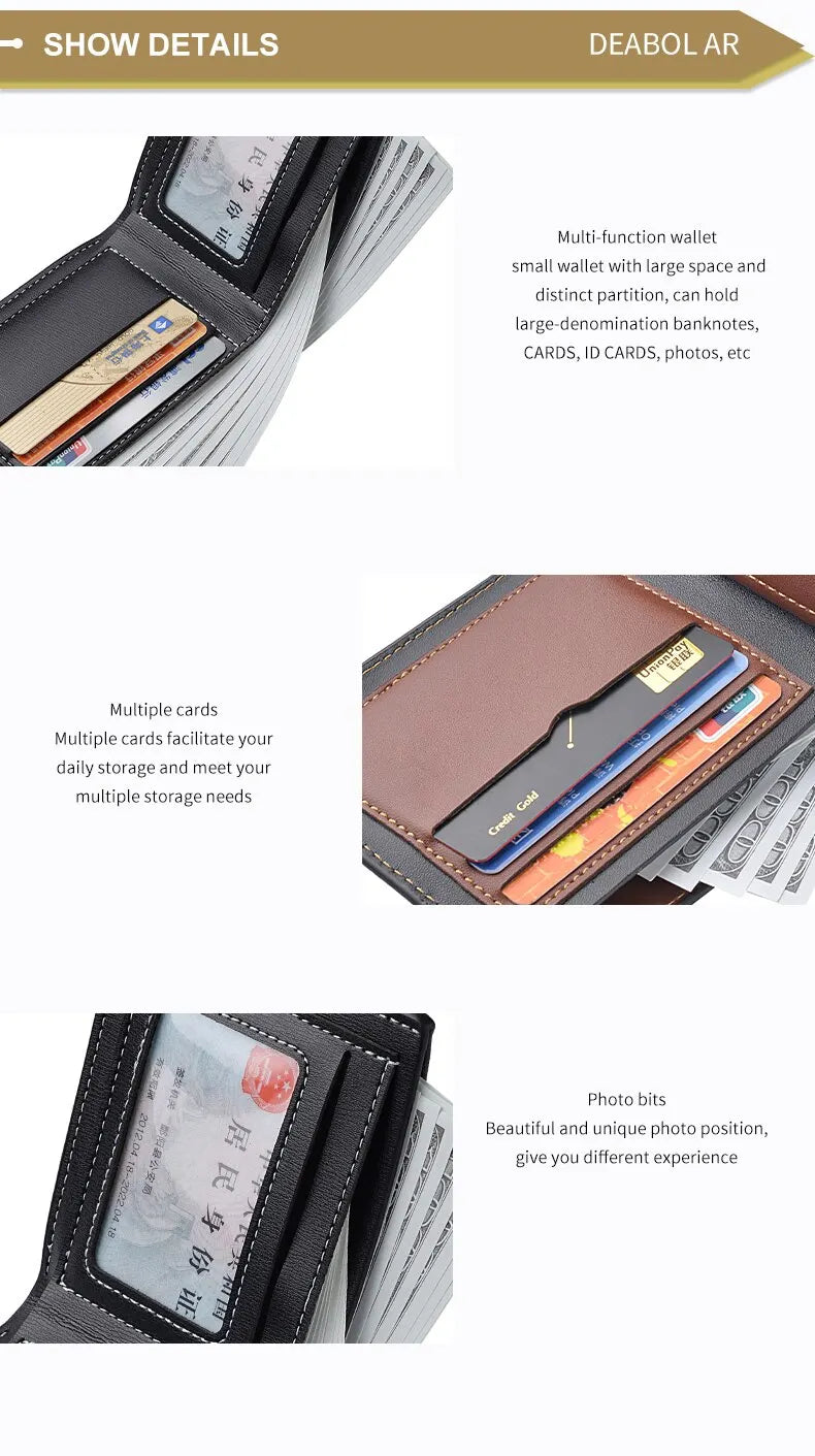 PU Leather Men’s Short Wallet – Thin Folding Style, Credit Card Holder for Young Men - FlexFinds