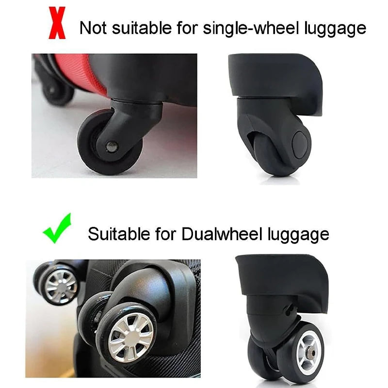 8pcs Luggage Roller Rubber Covers – Silent Trolley Wheel Protectors for Dual-Wheel Luggage - FlexFinds