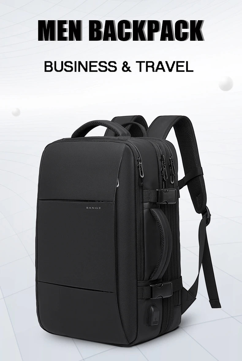 BANGE Expandable Travel Backpack for Men – Business, School, Waterproof USB Charging, Large Capacity, 17.3" Laptop Bag - FlexFinds