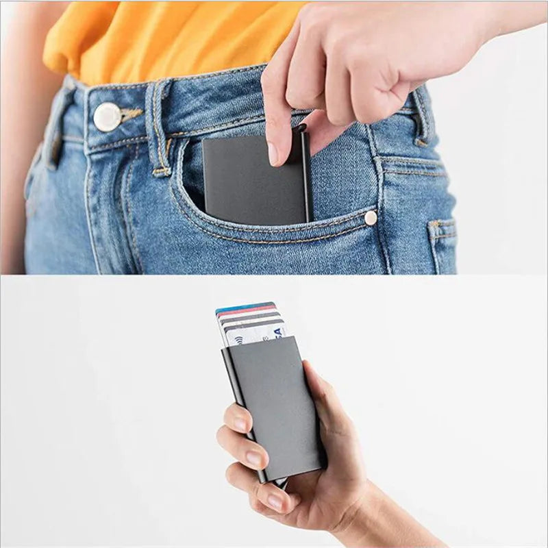 RFID Smart Minimalist Metal Card Holder Wallet – Slim, Lightweight, and Secure for Men and Women - FlexFinds