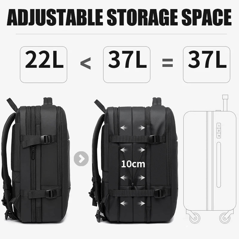 BANGE Expandable Travel Backpack for Men – Business, School, Waterproof USB Charging, Large Capacity, 17.3" Laptop Bag - FlexFinds