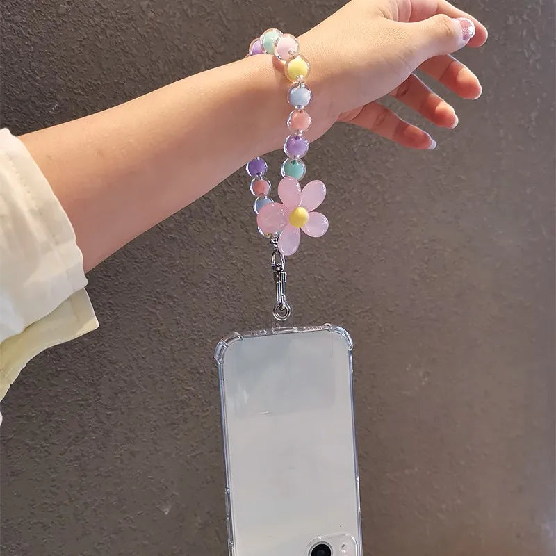 Colorful Macaron Bead Phone Lanyard – Anti-Lost Wrist Strap, Key Pendant, and Handheld Chain for Women - FlexFinds