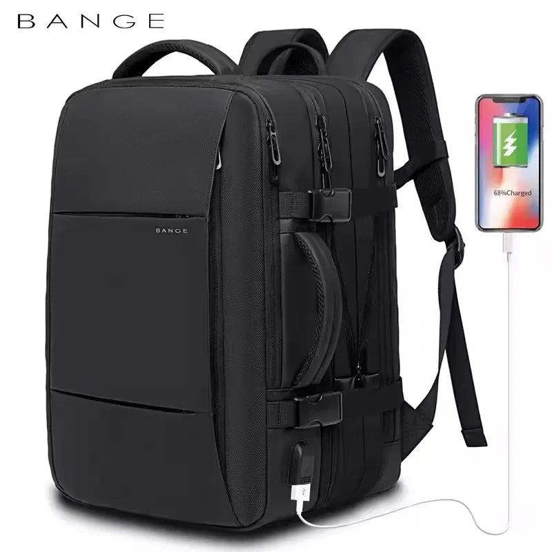 BANGE Expandable Travel Backpack for Men – Business, School, Waterproof USB Charging, Large Capacity, 17.3" Laptop Bag - FlexFinds