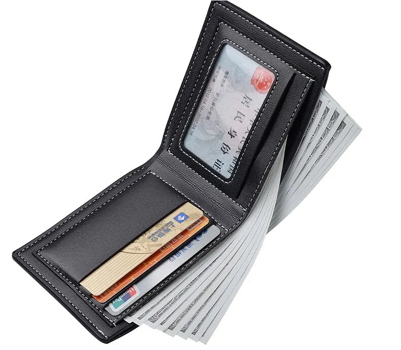 PU Leather Men’s Short Wallet – Thin Folding Style, Credit Card Holder for Young Men - FlexFinds