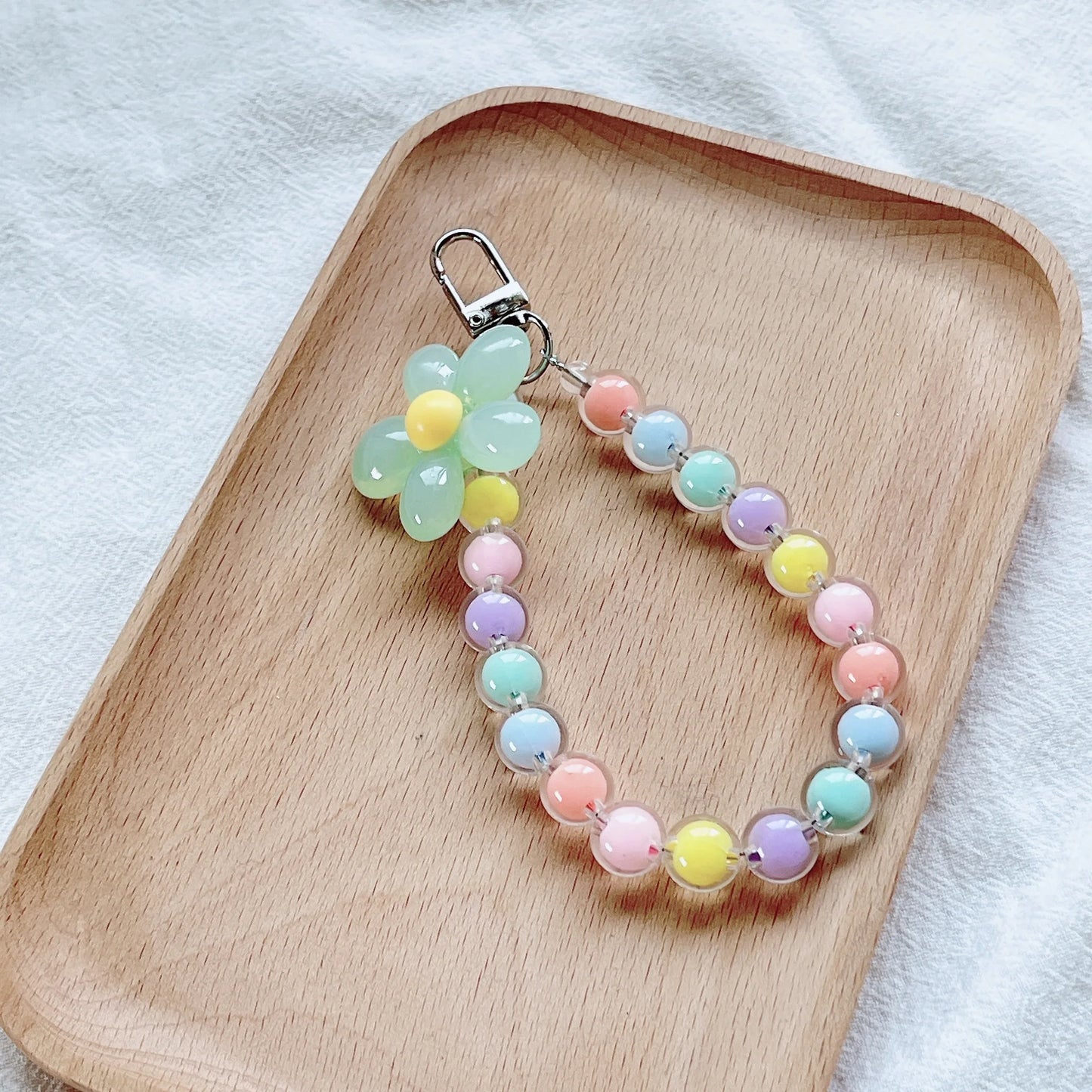 Colorful Macaron Bead Phone Lanyard – Anti-Lost Wrist Strap, Key Pendant, and Handheld Chain for Women - FlexFinds