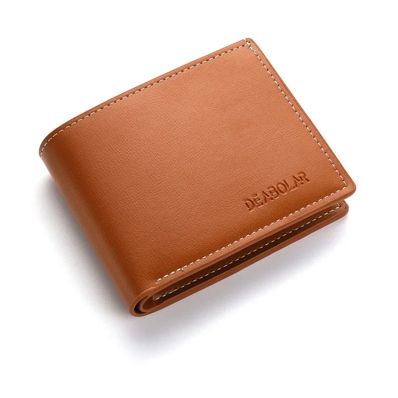 PU Leather Men’s Short Wallet – Thin Folding Style, Credit Card Holder for Young Men - FlexFinds