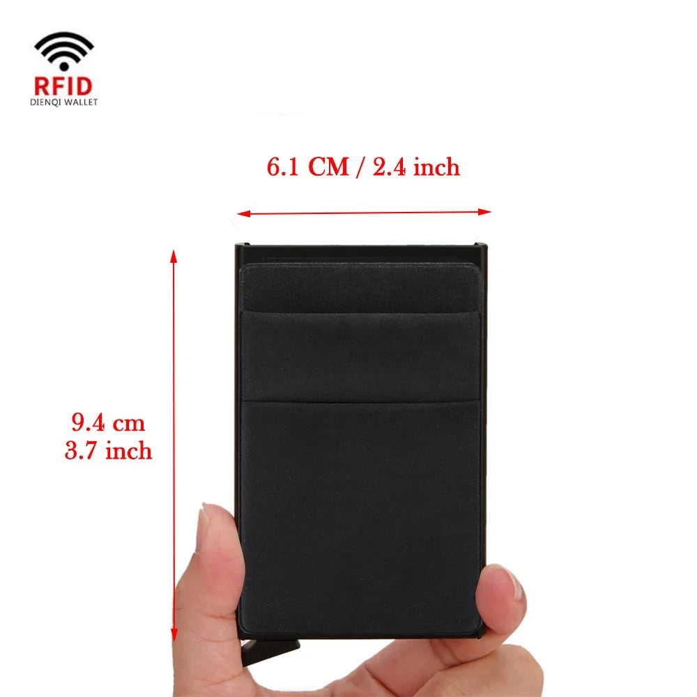 RFID Credit Card Holder Wallet – Metal Slim, Pop-Up Minimalist Case for Men and Women, Small Black Purse - FlexFinds