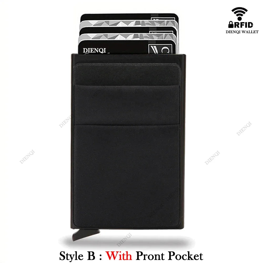 RFID Credit Card Holder Wallet – Metal Slim, Pop-Up Minimalist Case for Men and Women, Small Black Purse - FlexFinds