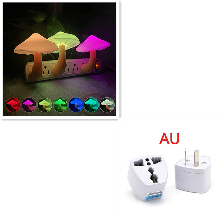 LED Night Light Mushroom Wall Socket Lamp EU US Plug Warm White Light-control Sensor Bedroom Light Home Decoration - FlexFinds