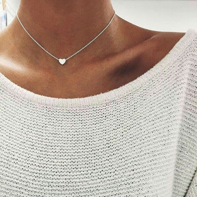 Simple Fashion Gold Color Double-sided Love Pendant Necklaces Clavicle Chains Necklace Women Jewelry Valentines Day Gift - FlexFinds