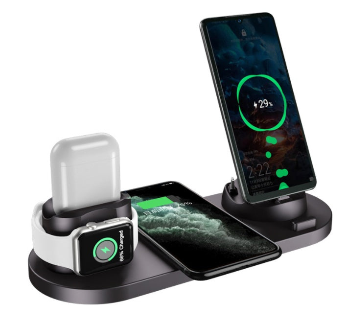 Wireless Charger For IPhone Fast Charger For Phone Fast Charging Pad For Phone Watch 6 In 1 Charging Dock Station - FlexFinds