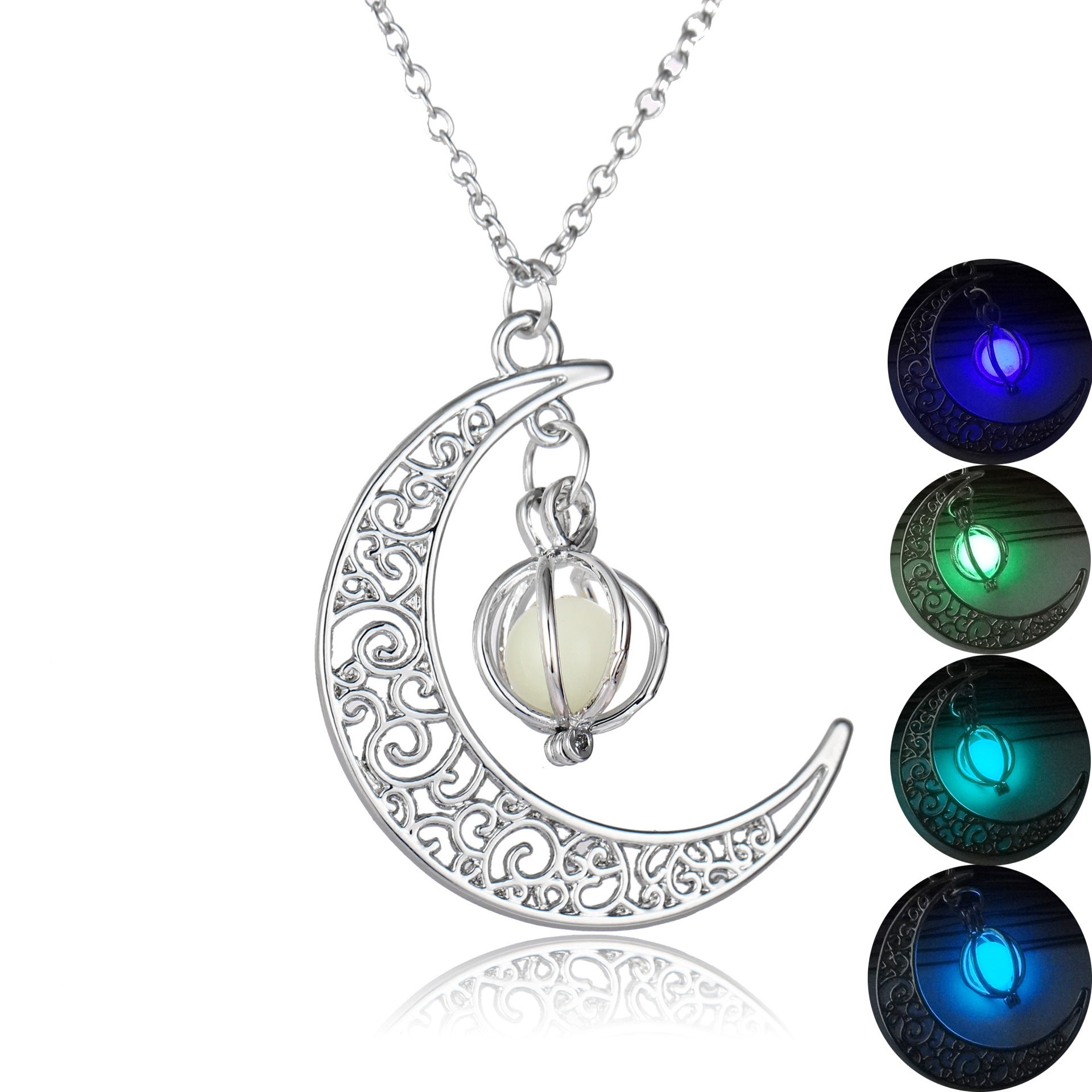 Fashion Moon Natural Glowing Stone Healing Necklace Women Gift Charm Luminous Pendant Necklace Jewelry - FlexFinds