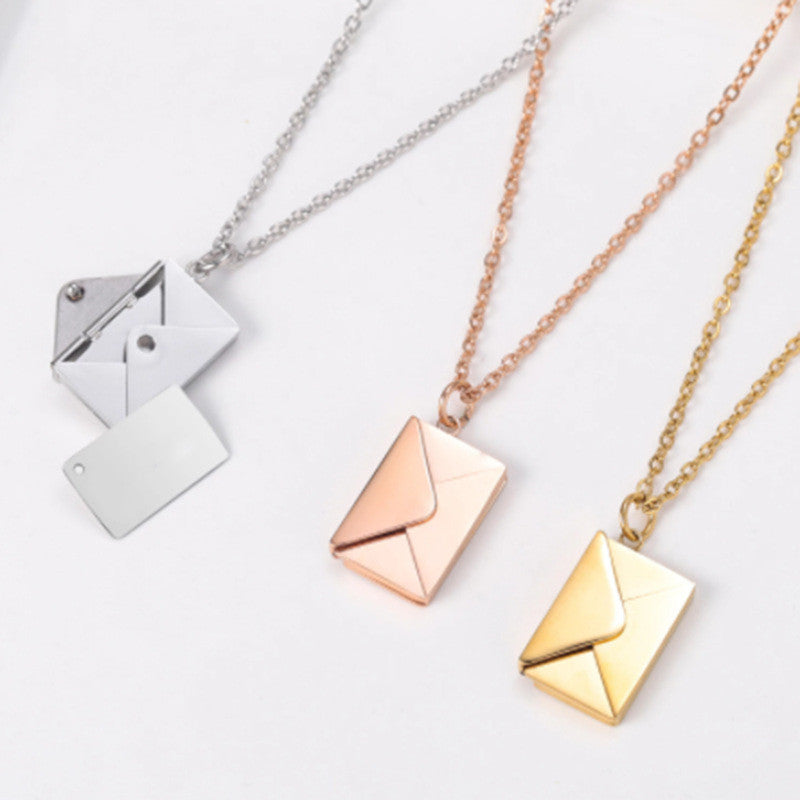 Fashion Jewelry Envelop Necklace Women Lover Letter Pendant Best Gifts For Girlfriend - FlexFinds