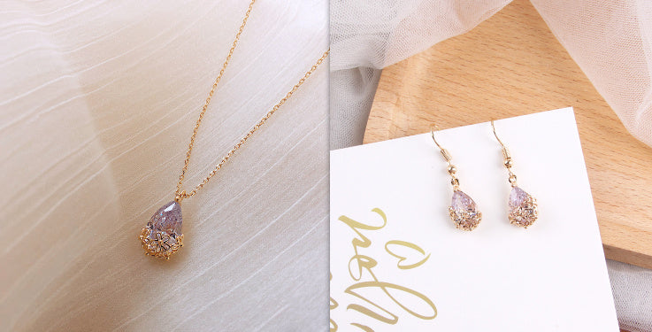 Crystal Water Drop Pendant Necklace Women's Fine Jewelry Adjustable Short Accessories Jewelry Gift - FlexFinds