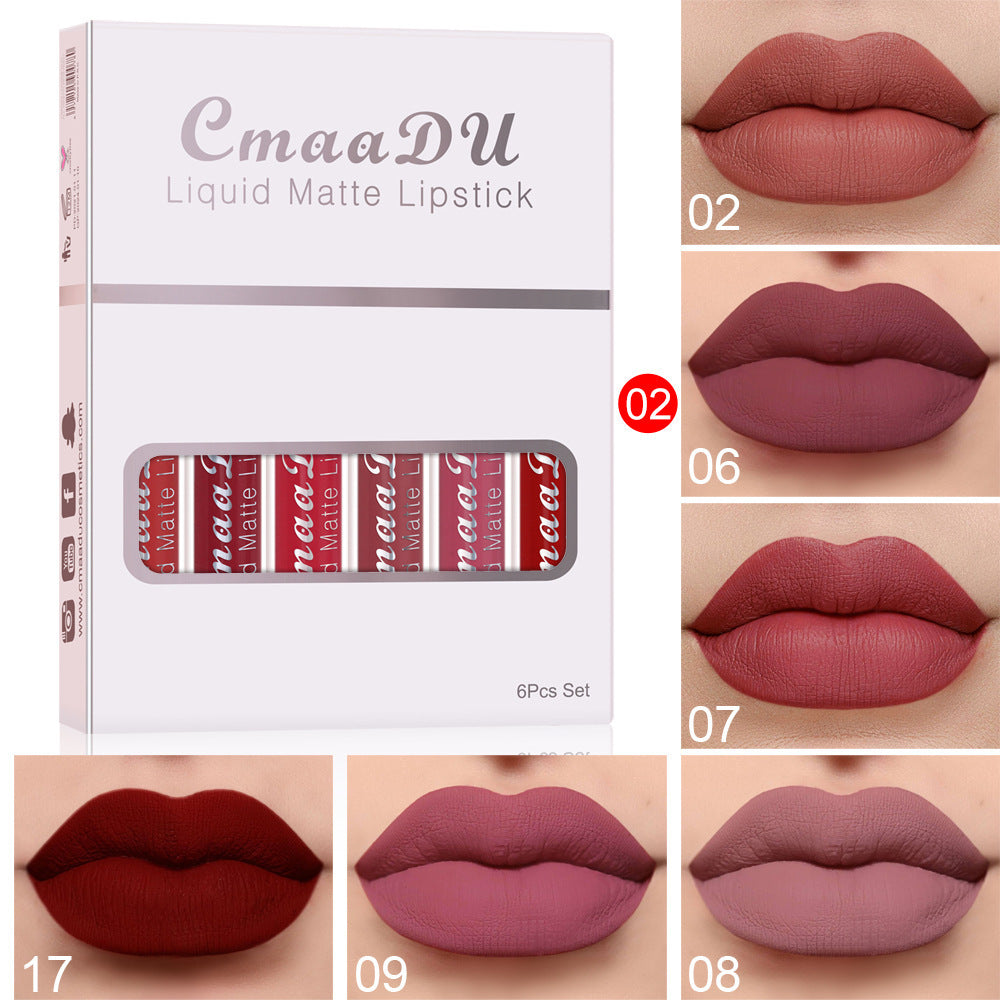 “6-Box Set of Matte Waterproof Lipstick – Long-Lasting, Non-Stick Lip Gloss” - FlexFinds