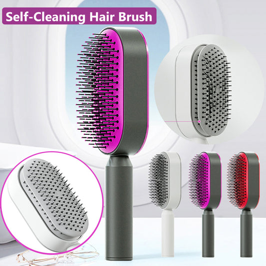 Self-Cleaning Anti-Static Hair Brush – One-Key Cleaning Airbag Scalp Massage Comb for Women - FlexFinds