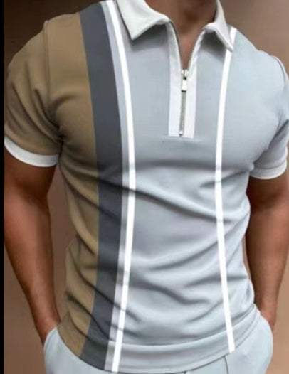 Men's POLO Shirt Striped Printed Short Sleeve T-Shirt Lapel Shirt - FlexFinds