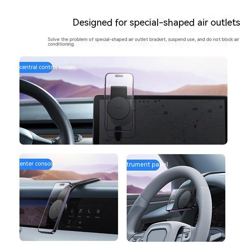 Magnetic Bendable Car Mobile Phone Holder Wireless Charger Phone Holder 15W Car Dash Mount Compatible With Phone - FlexFinds