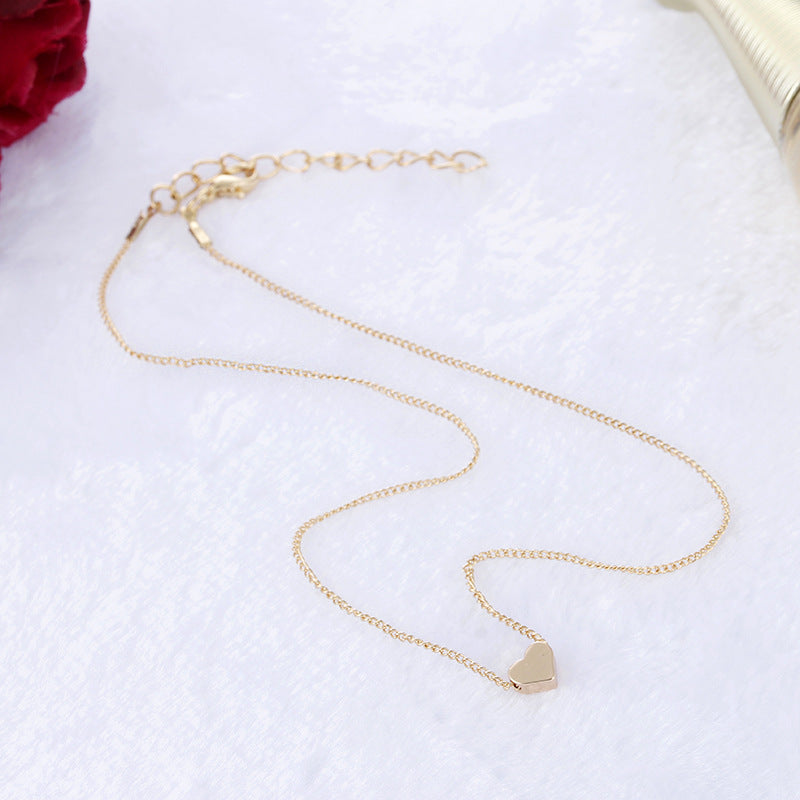 Simple Fashion Gold Color Double-sided Love Pendant Necklaces Clavicle Chains Necklace Women Jewelry Valentines Day Gift - FlexFinds