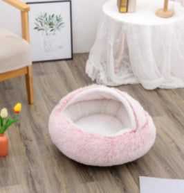 2 In 1 Dog And Cat Bed Pet Winter Bed Round Plush Warm Bed House Soft Long Plush Pets Bed Pet Products - FlexFinds