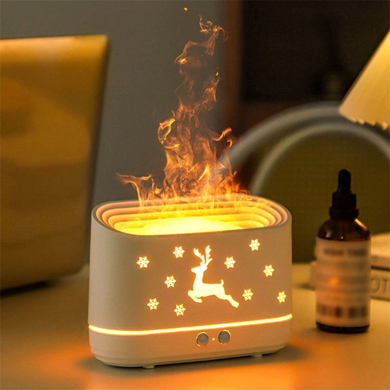 Elk Flame Humidifier Diffuser Mute Household Atmosphere Lamp Christmas Home Decorations - FlexFinds