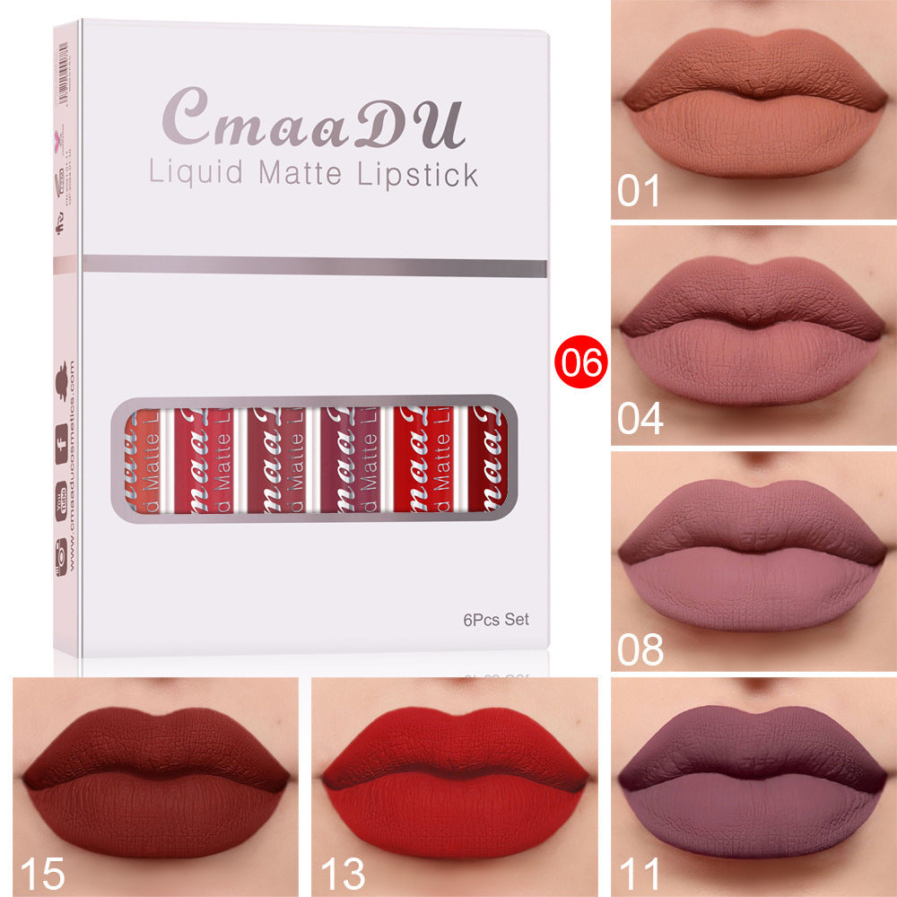 “6-Box Set of Matte Waterproof Lipstick – Long-Lasting, Non-Stick Lip Gloss” - FlexFinds