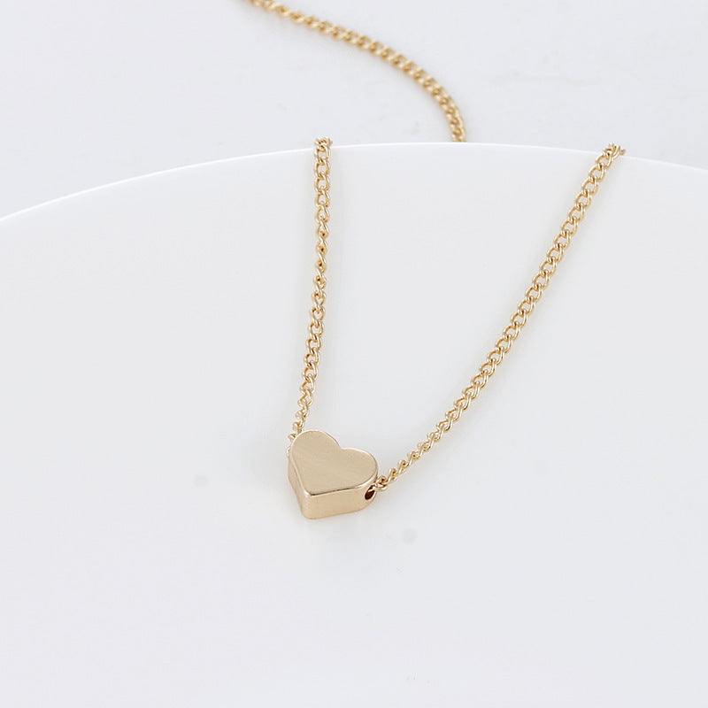 Simple Fashion Gold Color Double-sided Love Pendant Necklaces Clavicle Chains Necklace Women Jewelry Valentines Day Gift - FlexFinds