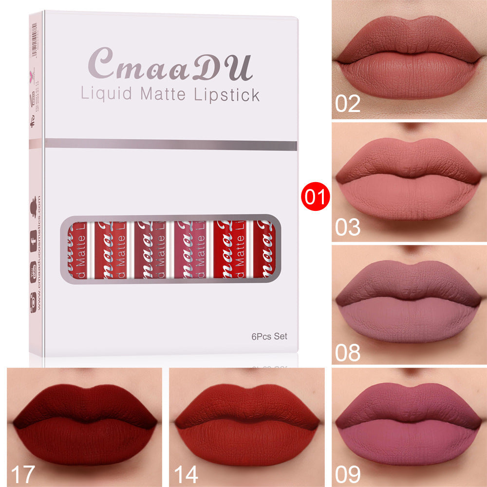 “6-Box Set of Matte Waterproof Lipstick – Long-Lasting, Non-Stick Lip Gloss” - FlexFinds