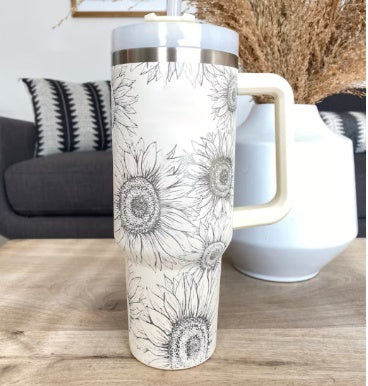 40 Oz Tumbler With Handle Straw Insulated, Stainless Steel Spill Proof Vacuum Coffee Cup Tumbler With Lid Tapered Mug Gifts For Valentine Lover Suitable For Car Gym Office Travel - FlexFinds