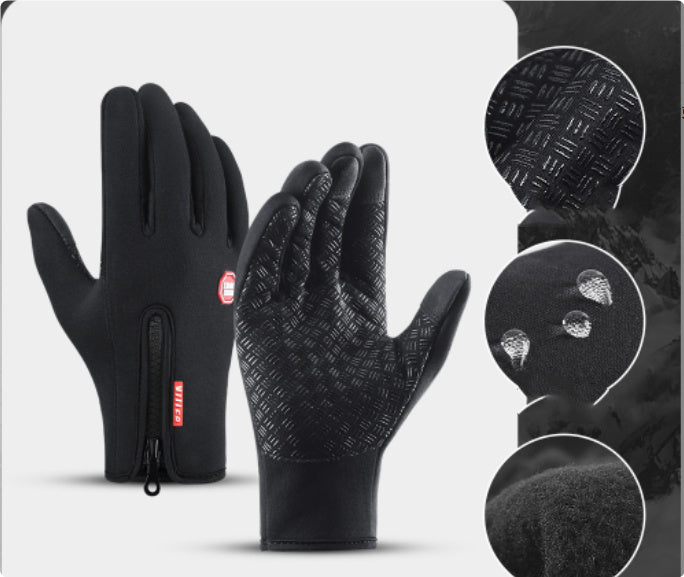 Winter Gloves Touch Screen Riding Motorcycle Sliding Waterproof Sports Gloves With Fleece - FlexFinds