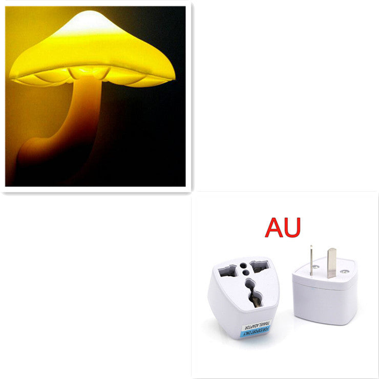 LED Night Light Mushroom Wall Socket Lamp EU US Plug Warm White Light-control Sensor Bedroom Light Home Decoration - FlexFinds