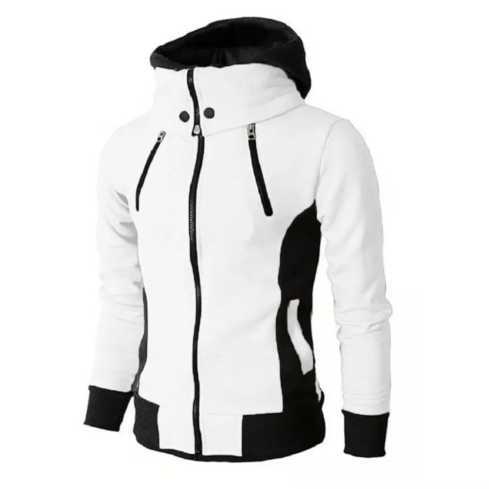 Men's Zip UP Hooded Jacket Fake Two Piece Sports Cardigan Casual Slim Sweatshirt Jacket - FlexFinds