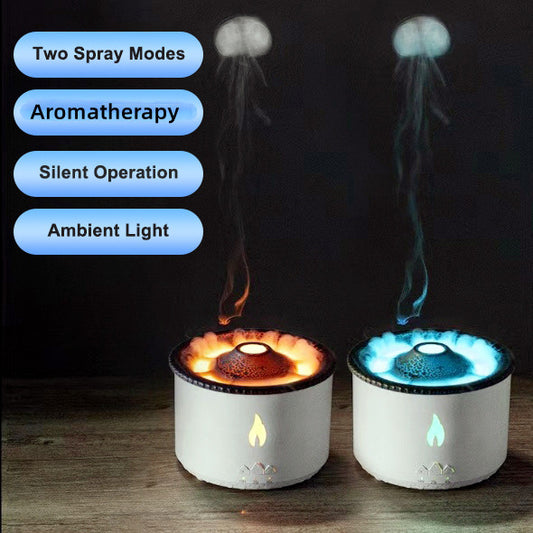 Ultrasonic Volcano Essential Oil Diffuser – Creative Aromatherapy Humidifier with Jellyfish Flame Spray - FlexFinds