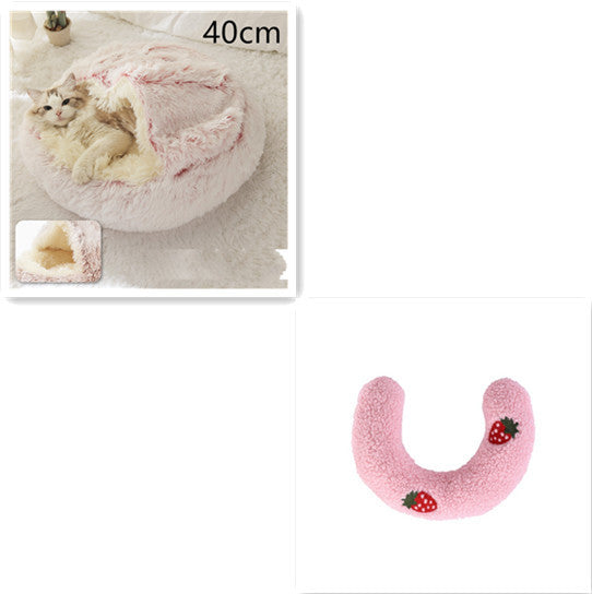 2 In 1 Dog And Cat Bed Pet Winter Bed Round Plush Warm Bed House Soft Long Plush Pets Bed Pet Products - FlexFinds