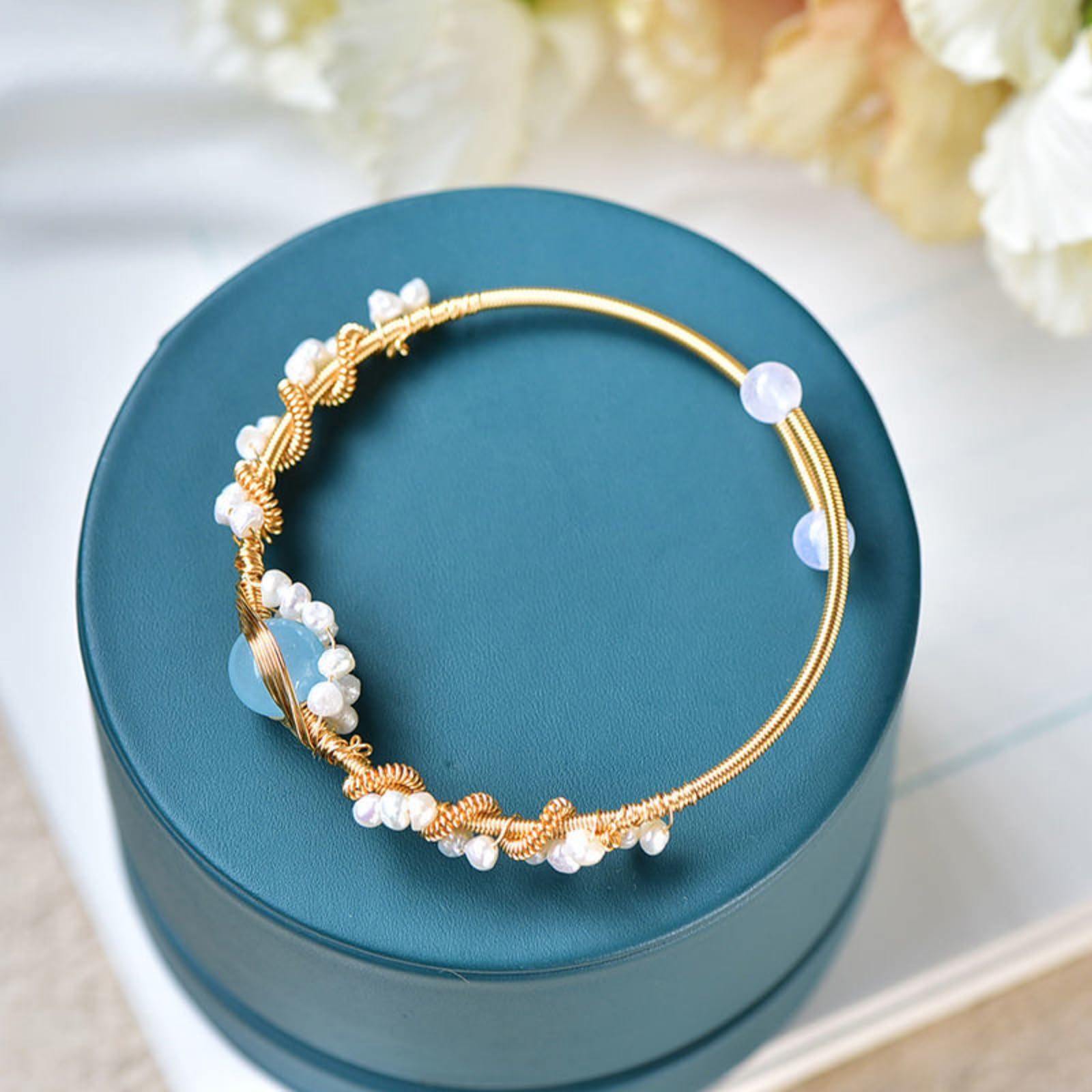 Pearl Bracelets For Women Gold Plating Pearl Bracelet Gold Wire Braided Vintage Style Bracelets Cuff Bracelets Fashion Bracelet - FlexFinds