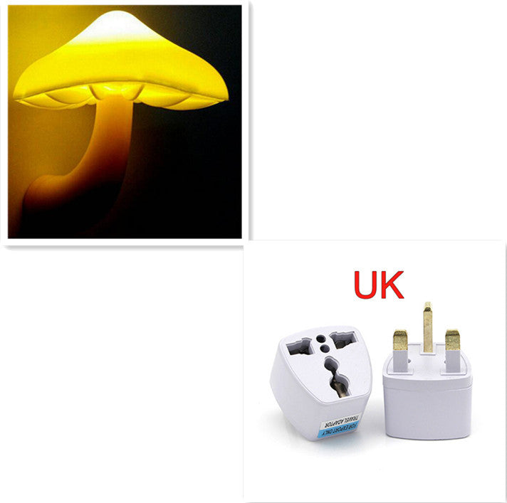 LED Night Light Mushroom Wall Socket Lamp EU US Plug Warm White Light-control Sensor Bedroom Light Home Decoration - FlexFinds